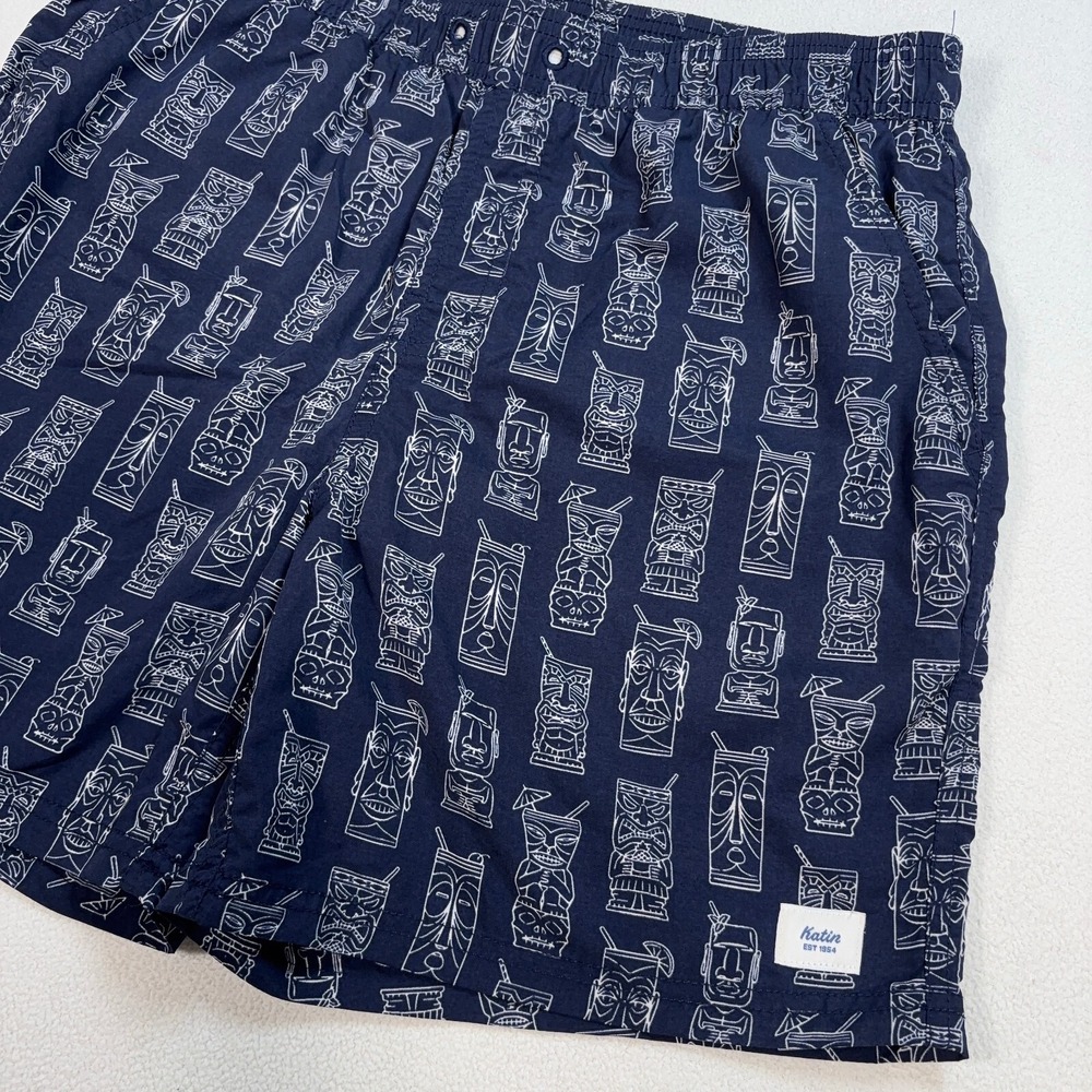 Katin Tiki Volley Swim Trunks Mens S Navy Mesh Lined Pocket Nylon *No Drawstring - Picture 4 of 15